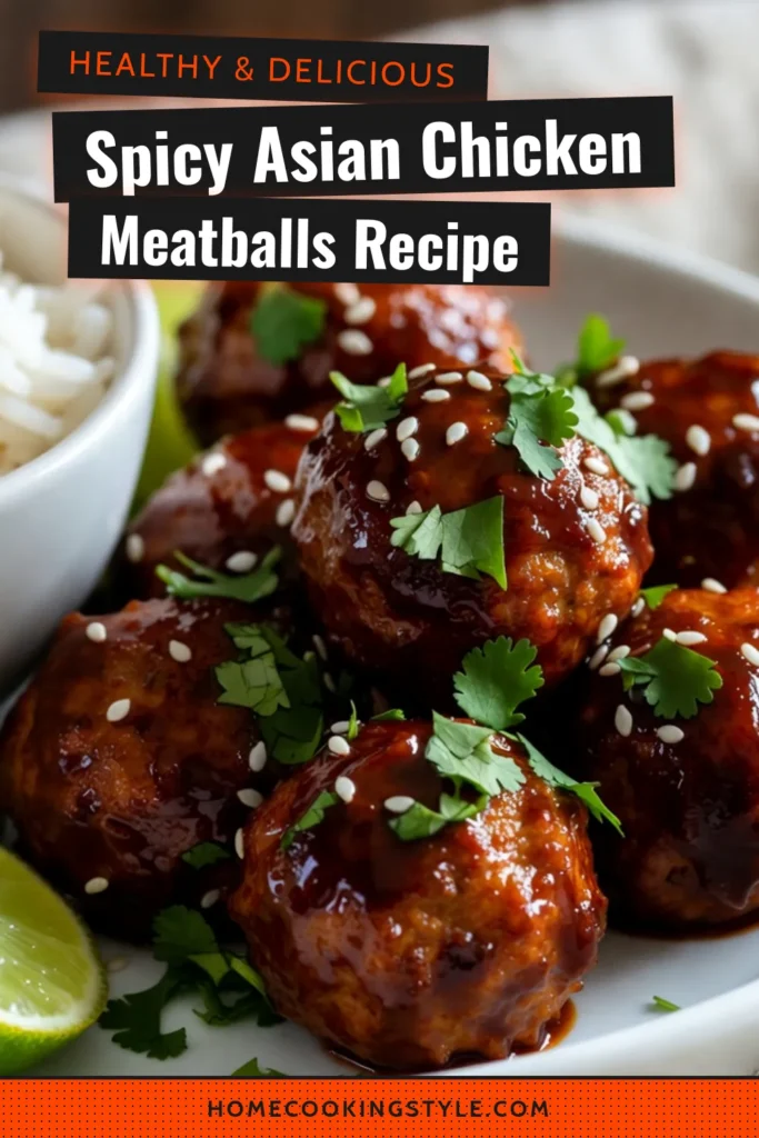Discover the irresistible flavors of spicy chicken meatballs with this easy Asian chicken meatballs recipe! Perfectly baked and bursting with flavor, these hoisin sauce meatballs are a delightful addition to any meal. Whether you're meal prepping or hosting friends, these baked spicy meatballs are sure to impress. Try this quick recipe today and elevate your dinner game! Save this pin for later! #SpicyChickenMeatballs #AsianChickenMeatballs #EasyChickenMeatballs #HoisinSauceMeatballs