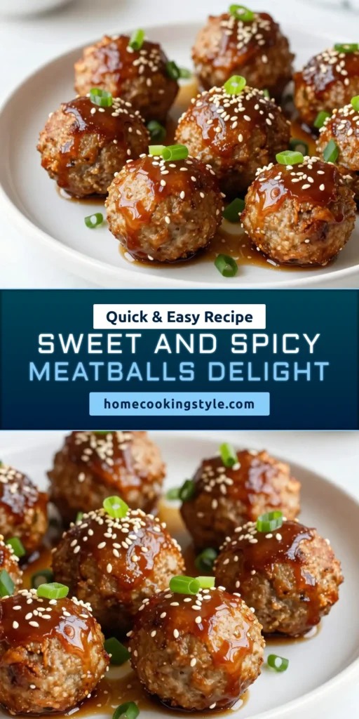 Discover the perfect combination of sweet and spicy with these Honey Sriracha meatballs! This easy meatball recipe features ground chicken for a light yet flavorful dish, baked to perfection with a delicious glaze. Perfect for dinner or a party appetizer, these sweet and spicy meatballs are sure to impress. Try this ground chicken meatballs recipe today! Save and share for a delightful meal! #HoneySrirachaMeatballs #EasyMeatballRecipe #BakedMeatballsWithGlaze #SweetAndSpicyMeatballs