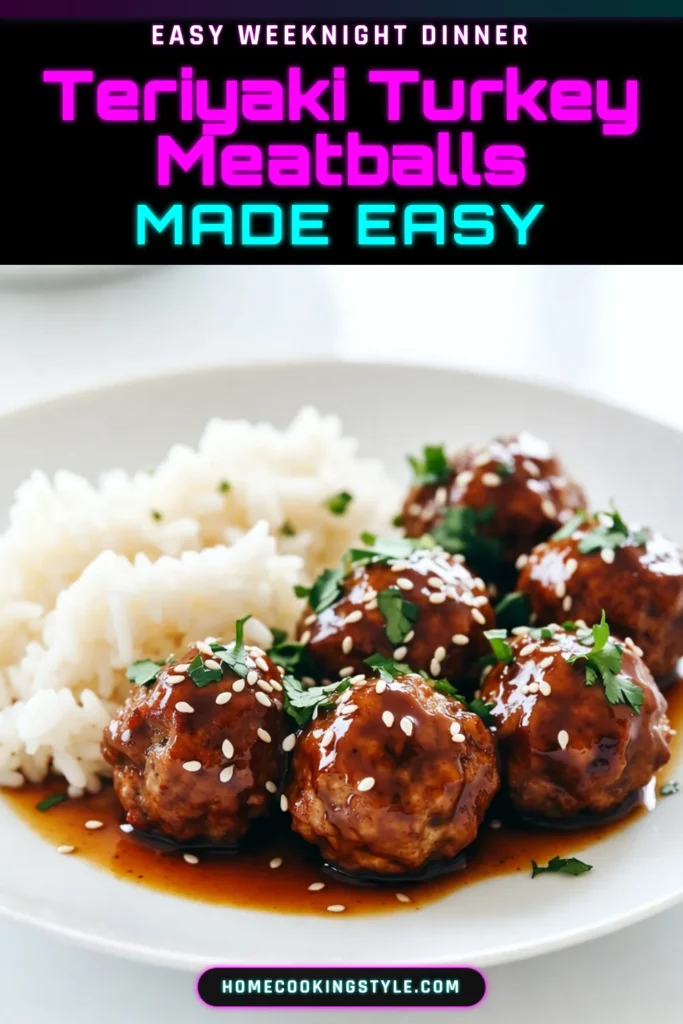 Try this delicious teriyaki turkey meatballs recipe for a healthy ground turkey dinner idea! These easy turkey meatballs are not only simple to make but also packed with flavor thanks to a homemade teriyaki sauce. Perfect for family dinners, they can be served over rice or with veggies. Get ready to enjoy tender, flavorful meatballs that everyone will love! Save this recipe for your weekly meal prep! #TeriyakiTurkeyMeatballs #HealthyMealIdeas #EasyTurkeyMeatballs #HomemadeSauce
