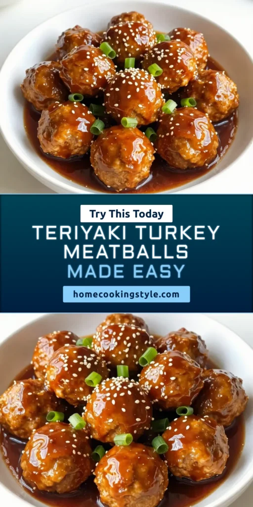 Discover a delicious and easy meatball dinner with these teriyaki glazed turkey meatballs. This healthy turkey meatballs recipe combines ground turkey, fresh ginger, and a savory teriyaki sauce for a flavorful twist. Perfect for families, these glazed meatballs with teriyaki are sure to be a hit at your table. Try this simple recipe and enjoy a nutritious meal in just 35 minutes. Save for later! #TurkeyMeatballs #HealthyDinner #MeatballRecipe #TeriyakiChicken