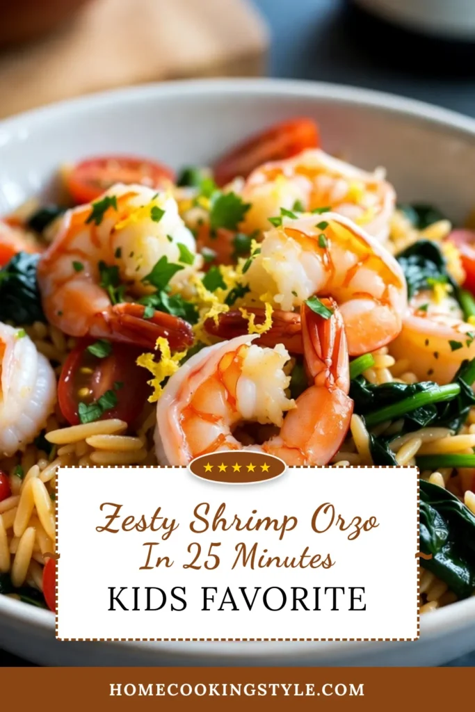 Discover the ultimate lemon garlic shrimp recipe with this zesty shrimp orzo dish! Perfect for busy weeknights, this quick shrimp recipe combines tender shrimp, flavorful orzo pasta, and fresh veggies, making it a healthy shrimp pasta option. In just 25 minutes, enjoy a delicious meal that’s ideal for seafood lovers. Try it today and elevate your dinner game! Save this for your next cooking adventure! #ShrimpRecipe #OrzoPasta #HealthyMeals #QuickRecipes