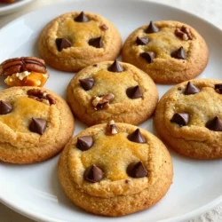 When making Chocolate Chip Pumpkin Cookies, you'll need these simple ingredients: - 1 cup canned pumpkin purée - ½ cup unsalted butter, softened - ½ cup brown sugar, packed - ½ cup granulated sugar - 1 large egg - 1 teaspoon vanilla extract - 2 cups all-purpose flour - 1 teaspoon baking soda - 1 teaspoon pumpkin pie spice - ½ teaspoon salt - 1 cup chocolate chips - ½ cup chopped pecans (optional) Each ingredient plays a role in creating the perfect cookie. The canned pumpkin purée gives moisture and a rich flavor. The unsalted butter adds creaminess, while both sugars provide sweetness and depth. The egg binds everything together, ensuring a soft texture. The flour, baking soda, and pumpkin pie spice work together to create the right structure and flavor. The chocolate chips add delightful bursts of sweetness, and the pecans give a nice crunch if you choose to add them. Gathering these ingredients is the first step to baking these tasty cookies. Make sure to have everything ready before you start mixing! {{ingredient_image_1}} - Preheating the Oven Start by preheating your oven to 350°F (175°C). This sets the stage for perfect baking. - Creaming Butter and Sugars In a large bowl, combine ½ cup of softened unsalted butter with ½ cup of brown sugar and ½ cup of granulated sugar. Use a mixer or a spatula to blend them until the mixture is light and fluffy. This helps to create a nice texture. - Mixing in Wet Ingredients Next, add 1 cup of canned pumpkin purée, 1 large egg, and 1 teaspoon of vanilla extract. Mix these ingredients until they are fully combined. The mixture should look smooth and creamy. - Whisking the Dry Components In a separate bowl, whisk together 2 cups of all-purpose flour, 1 teaspoon of baking soda, 1 teaspoon of pumpkin pie spice, and ½ teaspoon of salt. Mixing these dry ingredients well ensures even distribution. - Incorporating Dry into Wet Mixture Gradually add the dry mixture into the wet ingredients. Use a spatula to fold gently until just combined. Do not overmix. This keeps your cookies soft and chewy. - Dropping Dough on Baking Sheet Using a tablespoon or cookie scoop, drop spoonfuls of dough onto a lined baking sheet. Leave a couple of inches between each cookie. This allows room for spreading. - Baking Time and Temperature Place the baking sheet in the preheated oven. Bake for 12 to 15 minutes. The edges should be lightly golden, and the centers should look set. - Cooling Process Once baked, remove the cookies from the oven. Let them cool on the baking sheet for 5 minutes. Then, transfer them to a wire rack to cool completely. This step helps the cookies firm up nicely. Avoiding Overmixing To get soft and chewy cookies, mix just until the dough comes together. Overmixing adds air and makes cookies tough. Gently fold in chocolate chips and nuts. Adjusting Baking Time Baking times can vary based on your oven. Start with 12 minutes. If the edges are golden, they are done. Remember, cookies continue to cook after you take them out. Adding Spices or Extracts Try adding a pinch of nutmeg or a splash of maple extract for extra warmth. These will amplify the fall flavors in your cookies. Just a little can go a long way! Swapping Ingredients Feel free to swap chocolate chips for white chocolate or butterscotch chips. You can also use almond flour instead of all-purpose flour for a nutty twist. Storing and Displaying Cookies Store cookies in an airtight container to keep them fresh. You can stack them neatly or place them in a fun jar for display. Ideal Pairings These cookies go great with coffee or tea. The warmth of the drinks enhances the flavors. You can even serve them with a scoop of vanilla ice cream for a tasty treat! Pro Tips Use Fresh Pumpkin: If possible, use fresh pumpkin instead of canned for a richer flavor and better texture. Chill the Dough: Chilling the cookie dough for at least 30 minutes can help prevent spreading and enhance the flavors. Experiment with Mix-ins: Try adding different nuts, dried fruits, or even white chocolate for a unique twist on the classic recipe. Check for Doneness: Cookies may look underbaked in the center, but they will continue to cook on the baking sheet after removing from the oven. {{image_2}} For those needing a gluten-free option, you can easily swap the all-purpose flour. - Recommended Flour Substitutes Use a gluten-free all-purpose flour blend. This works well in most recipes. You can also try almond flour or coconut flour. Adjust the amounts slightly, as these flours act differently. - Adjusting Other Ingredients You might need to add a bit more liquid or fat to keep the dough moist. This helps achieve the right texture. Add a touch of milk or an extra egg if needed. If you want a vegan version, making this recipe is simple and fun. - Egg Alternatives Replace the egg with a flax egg. Mix one tablespoon of ground flaxseed with three tablespoons of water. Let it sit for five minutes until it thickens. This acts as a great binder. - Dairy-Free Options Use vegan butter in place of unsalted butter. You can also look for dairy-free chocolate chips. Many brands offer tasty options that melt beautifully. Get creative with your cookies by adding different flavors and textures. - Nuts, Dried Fruits, or Seeds Chopped nuts, like walnuts or pecans, add crunch. Dried cranberries or raisins can give a sweet surprise. Seeds, like pumpkin or sunflower seeds, can bring a nice crunch too. - Other Flavor Combinations Want to mix it up? Try using white chocolate chips instead of regular chocolate. You can also add a dash of cinnamon or nutmeg for more warmth. Each variation brings a new twist to the classic cookie. Store your chocolate chip pumpkin cookies in a cool, dry place. They taste best at room temperature. If you live in a humid area, consider refrigeration. It helps to keep them fresh longer. Always use airtight containers for storage. This prevents cookies from becoming hard or stale. You can freeze both the dough and the baked cookies. To freeze unbaked dough, scoop the cookie dough onto a baking sheet. Make sure to leave space between each scoop. Freeze the sheet for a few hours. Once solid, transfer the dough balls to a freezer bag. This method saves space and keeps the dough fresh. For baked cookies, let them cool completely. Wrap each cookie in plastic wrap. Place the wrapped cookies in an airtight container. You can also layer them with parchment paper. They will stay fresh for about three months in the freezer. Freshly baked chocolate chip pumpkin cookies last about five days at room temperature. After that, they may start to lose their softness. If you store them in the fridge, they can last up to a week. Signs of spoilage include a dry texture or a strange smell. If you see mold, do not eat them. Always trust your senses when checking for freshness. Enjoy your cookies while they are still tasty! Yes, you can use fresh pumpkin. To prepare fresh pumpkin, start by selecting a small sugar pumpkin. Cut it in half and scoop out the seeds. Roast the halves in the oven at 400°F (200°C) for about 45 minutes or until soft. Once cool, scoop out the flesh and blend it until smooth. This fresh pumpkin puree can replace canned pumpkin in the recipe. It may add a bit more moisture, so watch your dough consistency. If you don’t have brown sugar, you can use white sugar instead. To mimic the flavor, add a tablespoon of molasses for every cup of white sugar. You can also use coconut sugar or maple sugar as alternatives. Both bring a similar depth of flavor. Honey or agave syrup are options too, but they might change the dough's moisture. Adjust your flour if needed. To keep your cookies soft, do not overmix the dough. Mix until just combined. Use a scoop for uniform cookie size; this helps them bake evenly. Remove cookies when the edges are golden but the centers look soft. Let them cool on the baking sheet for five minutes before moving them to a wire rack. This helps retain moisture. Store in an airtight container to keep them fresh longer. This blog post covers how to make delicious chocolate chip pumpkin cookies. We explored key ingredients, detailed step-by-step instructions, and helpful tips for the perfect cookie. You can experiment with variations for gluten-free and vegan options. We also discussed storage best practices and answered common questions. Cookies can be a fun and tasty treat. Enjoy making these pumpkin cookies and share them with friends!