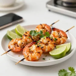 - 1 pound large shrimp, peeled and deveined - 2 tablespoons olive oil - 2 tablespoons fresh lime juice - Zest of 1 lime - 1 teaspoon chili powder - 1 teaspoon smoked paprika - 1 clove garlic, minced - Salt and pepper to taste - Fresh cilantro, chopped (for garnish) - Lime wedges (for serving) Each ingredient plays a key role in making this dish shine. The shrimp provide a juicy base. Olive oil keeps the shrimp moist and helps the spices stick. Fresh lime juice offers a bright, zesty kick. Lime zest adds a fragrant layer. Chili powder brings heat, while smoked paprika gives a lovely depth. Garlic gives a savory note. Salt and pepper balance the flavors. Cilantro adds freshness, and lime wedges give extra zing when served. - Red pepper flakes for extra heat - Honey for a touch of sweetness - Avocado for creaminess - Corn for a crunchy side If you want more flavor, try red pepper flakes. They add heat without much effort. Honey can balance the spice with a sweet touch. Adding avocado brings a creamy element. Corn can offer a nice crunch to your meal. - Medium bowl for mixing - Grill or grill pan for cooking - Skewers for threading shrimp - Tongs for flipping shrimp Using a medium bowl helps mix the marinade well. A grill or grill pan gives that classic charred flavor. Skewers make it easy to cook and serve. Tongs are essential for turning shrimp safely without losing any marinade. For best results, choose a gas or charcoal grill for that smoky taste. {{ingredient_image_1}} To start, I mix the marinade in a medium bowl. I blend 2 tablespoons of olive oil, 2 tablespoons of fresh lime juice, and the zest of one lime. Next, I add 1 teaspoon of chili powder, 1 teaspoon of smoked paprika, and 1 clove of minced garlic. I also sprinkle in salt and pepper to taste. This marinade packs a lot of flavor! Now, I add the shrimp. I make sure they are well coated in the marinade. Then, I cover the bowl and refrigerate it for at least 30 minutes. This time allows the shrimp to absorb all the goodness of the marinade. If you have time, marinate longer for even more flavor. Before grilling, I preheat my grill to medium-high heat. A hot grill helps the shrimp cook evenly and get nice grill marks. When skewering, I thread the marinated shrimp onto skewers. I leave a little space between each shrimp. This space helps them cook better and prevents sticking. If using wooden skewers, I soak them in water for about 30 minutes first. This step keeps them from burning on the grill. Grilling shrimp takes only about 2-3 minutes on each side. I watch for the shrimp to turn opaque and firm up. They should have lovely grill marks too. Once they look done, I remove them from the grill. This quick cooking keeps them juicy and tender. To make the chili and lime flavors pop, use fresh lime juice. The zest also adds a nice touch. You can try adding more chili powder for extra heat. A common mistake is not letting the shrimp marinate long enough. Aim for at least 30 minutes. This step really helps the flavors blend. Another mistake is overcrowding the grill. Give each shrimp space for even cooking. Garnishing your dish makes it look great. Sprinkle chopped cilantro over the shrimp for a fresh look. Add lime wedges on the side for color and flavor. You can serve the shrimp on a wooden board or a nice plate. This adds style to your meal. Using skewers can also make a fun presentation. When cooking for more people, double the shrimp to one pound. Adjust the marinade amounts accordingly. If you need to cook many skewers, grill in batches. You can also use two grills if you have them. This way, all the shrimp will cook evenly and quickly. Pro Tips Marinate for Maximum Flavor: Allow the shrimp to marinate for at least 30 minutes, but not more than 2 hours to prevent them from becoming mushy. Skewer Safety: If using wooden skewers, soak them in water for 30 minutes beforehand to prevent burning on the grill. Grill Temperature: Ensure your grill is preheated to medium-high heat for the best sear and to cook the shrimp quickly without drying them out. Serving Suggestion: Pair the grilled shrimp with a fresh salad or serve over rice for a complete meal that balances flavors and textures. {{image_2}} You can change the flavor of your chili lime grilled shrimp by trying different spices. For a kick, add cayenne pepper or chipotle powder. If you love herbs, use fresh oregano or cilantro. Each spice adds its own unique taste. You can also adapt this recipe for regional flavors. For example, in Mexico, add cumin for a warm touch, or use curry powder for an Indian twist. You can grill, bake, or sauté your shrimp. Grilling gives a smoky taste and nice char. It cooks quickly, usually in just 2-3 minutes per side. Baking is easy and hands-off but may lack the grill's flavor. Sautéing on the stove is fast and allows for more control over cooking. Each method has its pros and cons. Choose what fits your style best. You can easily adapt this dish for different diets. To make it gluten-free, ensure any sauces or spices are labeled gluten-free. For a dairy-free version, this recipe is already safe. If you want a vegetarian or vegan option, swap shrimp for firm tofu or tempeh. Marinate and cook them the same way for a delicious meal. After enjoying your chili lime grilled shrimp, store any leftovers right away. Place the shrimp in an airtight container. This keeps them fresh and tasty. Make sure to refrigerate them within two hours of cooking. They will stay good in the fridge for about three days. If you want to keep them longer, freezing is a great option. When it's time to eat your leftovers, reheating them correctly is key. The best way is to use a skillet on low heat. Heat for just a few minutes, turning them gently. This method helps keep the shrimp tender and juicy. If you have extra shrimp, try adding them to tacos or a salad. They make great toppings! If you want to freeze ungrilled marinated shrimp, start by placing them in a freezer bag. Remove as much air as possible before sealing. This helps prevent freezer burn. You can freeze them for up to three months. When you're ready to use them, thaw shrimp in the fridge overnight. Cook them straight from the fridge for the best flavor. Yes, you can use frozen shrimp for this dish. Here are some best practices for thawing and using frozen shrimp: - Thawing: Place the shrimp in a bowl of cold water for about 15-20 minutes. This method is quick and keeps the shrimp from getting mushy. - Drain well: After thawing, make sure to drain the shrimp well. Excess water can dilute your marinade. - Pat dry: Use paper towels to gently pat the shrimp dry. This helps the marinade stick better. - Marinate: Once thawed and dried, follow the marinade steps just as you would with fresh shrimp. The spice level in chili lime grilled shrimp can be adjusted easily. If you like it mild, use less chili powder. Here are some tips to control the heat: - Mild: Start with half a teaspoon of chili powder. - Medium: Use the full teaspoon for a good kick. - Spicy: Add a pinch of cayenne pepper or red pepper flakes to boost the heat. - Taste as you go: Always taste the marinade before adding the shrimp. Adjust to your liking. Chili lime grilled shrimp pairs well with many sides. Here are some great options: - Rice: Serve with fluffy white or brown rice to soak up the marinade. - Salad: A fresh green salad with avocado and lime dressing complements the shrimp. - Corn: Grilled corn on the cob adds a nice sweetness. - Tacos: Use the shrimp in soft corn tortillas with slaw for a tasty twist. - Beans: Black beans or refried beans balance the dish nicely. These sides enhance the meal and keep it vibrant and exciting. In this blog post, we explored how to create delicious chili lime grilled shrimp. I shared the key and optional ingredients, plus essential tools for success. You learned step-by-step instructions from marinating to grilling. I included tips for flavor and presentation, catering to both small and large groups. We also covered variations, storage tips, and key FAQs to enhance your shrimp experience. With this guide, you can confidently make a tasty dish for any occasion. Enjoy grilling!