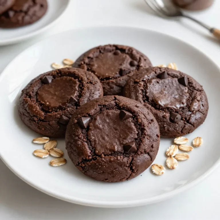 - 1 cup rolled oats - 1/2 cup natural peanut butter - 1/4 cup honey or maple syrup - 1/4 cup unsweetened cocoa powder - 1/4 cup coconut oil, melted - 1/2 teaspoon vanilla extract - 1/4 teaspoon salt - 1/4 cup mini chocolate chips (optional) The beauty of these cookies lies in their simple, wholesome ingredients. Rolled oats form the base and give texture. Natural peanut butter adds creaminess and protein. Honey or maple syrup brings sweetness. Unsweetened cocoa powder gives that rich chocolate flavor. Melted coconut oil helps bind everything, creating a smooth mix. Vanilla extract adds warmth. A dash of salt lifts the flavors. If you want extra chocolatey bites, mini chocolate chips are a fun option. They melt slightly, making each cookie a delightful treat. - Alternatives for peanut butter: You can try almond butter or sun butter for nut-free options. - Sweetener options: Honey is great but maple syrup is also tasty. Both work well. - Cocoa powder substitutes: If you’re out of cocoa powder, try carob powder for a unique twist. Feel free to mix and match based on what you have. This recipe is flexible and still yields delicious cookies! {{ingredient_image_1}} - Melting the ingredients Start by gathering your ingredients. In a medium saucepan, add the coconut oil and peanut butter. Heat them on low to medium heat. Stir often until they melt together. Next, add the honey or maple syrup, cocoa powder, and salt. Stir until everything blends well. - Combining ingredients smoothly Once your mixture is smooth, remove it from the heat. Add the vanilla extract and mix well. Now, it’s time to fold in your rolled oats. Stir carefully until every oat is coated in chocolate goodness. If you want extra sweetness, fold in mini chocolate chips at this point. - Spoon or cookie scoop technique Line a baking sheet with parchment paper. Using a spoon or a cookie scoop, drop spoonfuls of the mixture onto the sheet. Make sure to leave space between each cookie for even setting. - Tips for shaping cookies To shape the cookies, use the back of the spoon to flatten them slightly. This helps them look more like cookies. If you want a perfect shape, a cookie scoop works great for even sizes. - Importance of refrigeration Refrigeration is key for no-bake cookies. This step helps them firm up and hold their shape. - How long to chill for best results Place your baking sheet in the fridge. Let the cookies chill for at least 30 minutes. If you prefer them firmer, you can leave them longer. Enjoy your delicious treats right from the fridge! To keep your no-bake cookies from crumbling, make sure to mix well. When you heat the coconut oil, peanut butter, honey, and cocoa, stir until everything is smooth. This makes a great base for your cookies. If your mixture is too dry, add a bit more honey or peanut butter. For a smooth chocolate mixture, heat on low. Stir often to prevent burning. A consistent mixture ensures each cookie has the same rich taste. If you see clumps, keep stirring until it’s fully melted and smooth. You can add fun flavors to your cookies. A pinch of cinnamon can give a warm touch. If you like salt, try adding a little sea salt. This contrast makes the chocolate taste even better. Nuts or dried fruits can add crunch and chewiness. Chopped walnuts or almonds work well. Dried cranberries or raisins can add sweetness. Mix these in after the oats for a tasty surprise. For serving, use a pretty plate. Stack the cookies high or arrange them in a circle. This makes them look great for friends or family. If you want to gift these cookies, use a mason jar. Layer the cookies inside and tie a ribbon around the jar. This makes a thoughtful and delicious gift! Pro Tips Storage Tip: Keep the cookies in an airtight container in the refrigerator to maintain freshness and prevent them from becoming too soft. Texture Tip: For chewier cookies, use old-fashioned rolled oats. Instant oats will yield a softer texture. Sweetness Tip: Adjust the sweetness by using more or less honey or maple syrup according to your taste preference. Variations Tip: Experiment with add-ins like dried fruit, nuts, or seeds for a personalized twist on the classic recipe. {{image_2}} You can make these cookies even more fun! Try adding mint chocolate chips for a refreshing twist. Just mix in some peppermint extract along with the vanilla. This gives the cookies a cool flavor that is great for the holidays. Another option is to add espresso powder for a mocha flavor. This will give your cookies a rich coffee taste. Simply stir in a teaspoon of espresso powder when you mix the oats. It’s a great pick-me-up! Some people can’t eat nuts, but that’s okay! You can use sun butter instead of peanut butter. It tastes good and works just as well. Make sure to check ingredient labels to avoid cross-contamination. Other nut-free butters like soy or pumpkin seed butter can also work nicely. These options keep your cookies safe for all to enjoy. If you need gluten-free cookies, just use certified gluten-free oats. They are just as tasty! For vegan cookies, swap honey for maple syrup. You can also use a plant-based butter instead of coconut oil if you prefer. These changes let everyone enjoy these treats without worry. Adjusting recipes helps everyone find a way to enjoy delicious snacks! To keep your no-bake chocolate oatmeal cookies fresh, store them in an airtight container. Make sure they cool completely before sealing them up. If you stack the cookies, place parchment paper between the layers. This keeps them from sticking together. You can freeze no-bake cookies for later enjoyment. First, let the cookies set in the fridge for at least 30 minutes. Then, place them in a single layer on a baking sheet. Freeze them until solid, which takes about an hour. After that, transfer the cookies to a freezer-safe bag or container. To thaw, simply leave them at room temperature for about 15-20 minutes. No-bake chocolate oatmeal cookies last about one week at room temperature. If stored in the fridge, they can last up to two weeks. You can enjoy them cold or let them come to room temperature for a softer bite. No-bake chocolate oatmeal cookies need about 30 minutes to set in the fridge. This time helps the cookies firm up. If you want them a bit firmer, you can leave them for an hour. Just make sure they are cold before serving. Yes, you can use different sweeteners. Maple syrup works well as a substitute for honey. You can also try agave syrup or stevia if you want a low-sugar option. Each sweetener gives a unique taste to the cookies. Yes, no-bake cookies are safe to eat. They contain ingredients like peanut butter and oats, which are safe raw. Just make sure to use clean utensils and ingredients. This way, you enjoy a tasty treat without any worries. If your cookies are too soft, you can add more oats. Try adding an extra 1/4 cup of rolled oats to the mix. You can also chill them longer in the fridge. This helps them set up better and stay firm. Yes, adding protein powder is a great idea! You can mix in about 1/4 cup of your favorite protein powder. This makes the cookies more nutritious. Just remember to adjust the sweetness by adding a little more honey or maple syrup. These no-bake chocolate oatmeal cookies are easy and fun to make. We covered the key ingredients, step-by-step instructions, and tips to make them perfect. You learned about substitutes for allergens, flavor variations, and storage methods. With these tips, you can create delicious cookies that fit your needs. Enjoy experimenting with your favorite flavors and share them with others. The joy of home-baked treats awaits you!
