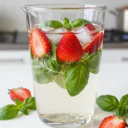 To make Strawberry Basil Water, gather these fresh and simple ingredients: - 2 cups fresh strawberries, hulled and sliced - 1 cup fresh basil leaves, gently torn - 4 cups filtered water - 1 tablespoon honey or agave syrup (optional) - Ice cubes Each ingredient plays a key role. Strawberries add a sweet and fruity flavor. Basil brings a fresh herbal note that pairs beautifully with the fruit. The filtered water helps blend all these tastes. If you want extra sweetness, honey or agave syrup works well. Ice cubes keep the drink chilly and refreshing. When selecting strawberries, pick ones that are bright red and firm. For basil, look for vibrant green leaves. Fresh ingredients ensure your drink tastes its best. These simple choices elevate your summer drink, making it a delight to sip on hot days. {{ingredient_image_1}} - First, take 2 cups of fresh strawberries. Hull and slice them. - Next, use 1 cup of fresh basil leaves. Tear them gently to release oils. - In a large pitcher, combine the strawberries and basil. - Using a wooden spoon, muddle the ingredients. This helps to release the flavors. - Now, add 4 cups of filtered water to the pitcher. Mix well to combine. - If you want, add 1 tablespoon of honey or agave syrup. Stir again to blend. - Cover the pitcher with a lid or plastic wrap. - Place it in the refrigerator. This helps the flavors mix well. - Let it infuse for at least 1 to 2 hours. The longer it sits, the better it tastes. - When ready to serve, fill a glass with ice cubes. - Pour the chilled Strawberry Basil Water over the ice. - For a nice touch, garnish with extra strawberry slices and torn basil leaves. For the best flavor, aim for 1-2 hours of infusion time. This lets the strawberries and basil mix well. If you want a stronger taste, you can infuse for up to 4 hours. But don’t go over that. The flavors may become too strong. To release the best flavors, use a wooden spoon. Press gently on the strawberries and basil. Twist the spoon lightly to mix the ingredients. This method helps blend the oils from the basil with the juices from the strawberries. Avoid crushing them too much; you want the pieces to stay intact. If you do not like honey or agave syrup, try these sweeteners: - Maple syrup - Stevia - Coconut sugar - Simple syrup Each adds a different taste. Adjust the amount based on your sweetness preference. Start small and taste as you go. Pro Tips Choose Ripe Strawberries: Look for strawberries that are bright red and firm to ensure the best flavor and sweetness. Fresh Basil is Key: Use fresh basil leaves rather than dried for a more vibrant and aromatic infusion. Infusion Time: Allow the mixture to infuse for at least 2 hours, but overnight in the refrigerator will intensify the flavors. Adjust Sweetness: Taste the water before serving; you can always add more honey or agave syrup to customize the sweetness to your liking. {{image_2}} You can add other fruits to your strawberry basil water. Try fresh oranges or lemons for a bright twist. You can also mix in some juicy peaches or tart raspberries. These fruits make great flavor pairs. Citrus fruits like lime and grapefruit give a nice zing. Each fruit brings its unique taste and boosts the drink's freshness. If you want to switch things up, try using different herbs. Mint gives a cool twist, while rosemary adds a bold flavor. You can also use thyme for a savory note. Each herb brings a new vibe to your drink. Experiment to find your favorite mix! You can change this drink for different seasons. In winter, add warm spices like cinnamon or ginger for a cozy drink. In spring, try adding fresh herbs like cilantro for a fresh kick. Summer calls for vibrant fruits like watermelon. In fall, mix in apples for a crisp taste. Adjust the recipe to fit your mood and the weather! To store infused water, use a clean pitcher. Cover it tightly with a lid or plastic wrap. This keeps the flavors fresh and prevents other smells from getting in. Always keep it in the fridge. It’s best to serve it cold. Strawberry basil water stays fresh for about 2 to 3 days. After that, the flavors start to fade. If you notice the water looking cloudy, it’s time to toss it. Always check for any signs of spoilage before drinking. You can reuse strawberries and basil, but the flavor weakens. If you want a mild taste, feel free to use them again. Just remember, they won’t be as strong or fresh as the first batch. If you want the best flavor, use fresh ingredients every time. I recommend infusing Strawberry Basil Water for at least 1-2 hours. This time lets the flavors blend well. You can go longer if you want a stronger taste. Just remember, too long may make it bitter. Yes, you can use frozen strawberries. They work well in this drink. However, using fresh strawberries gives a brighter flavor. Frozen ones may also make the water colder faster. Just be sure to thaw them a bit before using. You can find pre-made Strawberry Basil Water in some grocery stores. Check the beverage aisle or the health section. Many health food stores also sell it. If you don't find it, consider making your own. It's easy and fun! In this blog post, I shared how to make delicious Strawberry Basil Water. We covered the ingredients needed, easy preparation steps, and infusion tips. You learned about variations, storage, and the best practices to keep your drink fresh. Now you can enjoy a refreshing drink at home. Mix fresh flavors and stay hydrated. Experiment with fruits and herbs for fun twists. Enjoy your tasty creation!