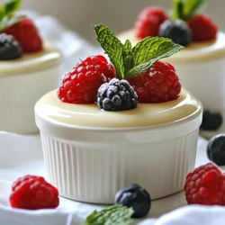 To make Vanilla Bean Panna Cotta, you need a few simple ingredients. Here is the list: - 2 cups heavy cream - 1 cup whole milk - 1/2 cup granulated sugar - 2 teaspoons vanilla bean paste (or seeds from 1 vanilla bean) - 2 1/2 teaspoons gelatin powder - 3 tablespoons cold water - A pinch of salt - Fresh berries and mint leaves for garnish These ingredients create a creamy and rich dessert. The heavy cream gives a smooth texture, while the vanilla adds a warm, sweet flavor. Using fresh vanilla bean paste or seeds enhances the taste and aroma. Gelatin is key for the panna cotta to set properly. It helps turn the liquid mix into a soft, wobbly dessert. The touch of salt balances the sweetness. Garnishing with fresh berries and mint makes the dish look beautiful and adds a pop of color. You can use strawberries, blueberries, or any berry you like. Make sure to have everything ready before you start. It helps to measure the ingredients first. This way, you can focus on mixing and heating them without any stress. Enjoy the process of making this delightful dessert! {{ingredient_image_1}} - First, in a medium saucepan, combine: - 2 cups heavy cream - 1 cup whole milk - 1/2 cup granulated sugar - 2 teaspoons vanilla bean paste - A pinch of salt I like to heat this over medium heat. Stir constantly until the sugar dissolves. This should take about 5 to 7 minutes. The mixture should be hot but not boiling. - While the cream heats, bloom the gelatin. In a small bowl, sprinkle: - 2 1/2 teaspoons gelatin powder - 3 tablespoons cold water Let it sit for about 5 minutes. This helps the gelatin dissolve better later. - Once the cream mixture is hot, remove it from heat. Stir in the bloomed gelatin. Mix until it fully dissolves. - Allow the mixture to cool slightly for about 10 minutes. Stir it occasionally to keep it smooth. - Now, pour the mixture into individual serving cups or ramekins. - Cover each cup with plastic wrap. Refrigerate for at least 4 hours or until set completely. For the perfect texture, ensure your panna cotta is fully chilled. If it jiggles slightly when you touch it, it’s ready to serve. To get smooth panna cotta, mix slowly. Stir the cream and sugar until smooth. Heat it gently. Avoid boiling to keep the texture nice. Lumps happen when the heat is too high or if you stir too fast. To know when it’s fully set, check after four hours. The panna cotta should be firm but still jiggle slightly in the cup. If it wobbles gently, it is ready to serve. Different types of vanilla can change the taste. Use pure vanilla extract for a sweet kick. Vanilla bean paste adds tiny specks and richness. If you want a twist, try adding citrus zest or a dash of coffee. These flavors make the panna cotta unique and fun. To present panna cotta beautifully, run a knife around the edge. This helps it come out of the cup easily. You can flip it onto a plate for a fancy look. For a vibrant touch, add fresh berries and mint leaves on top. Pairing with sauces can elevate your dessert. A berry sauce or chocolate drizzle adds flavor and color. Enjoy your panna cotta and impress your guests! Pro Tips Use High-Quality Vanilla: For the best flavor, opt for pure vanilla bean paste or fresh vanilla beans instead of artificial extracts. Bloom the Gelatin Properly: Ensure the gelatin is fully bloomed in cold water before adding it to the hot mixture to achieve a smooth texture. Cool Before Refrigerating: Allow the mixture to cool slightly before pouring it into cups to prevent condensation from forming on the surface. Experiment with Flavors: Feel free to infuse the cream with different flavors like citrus zest or herbs for a unique twist on the classic panna cotta. {{image_2}} You can make panna cotta even more fun by adding flavors. Here are two ideas: - Chocolate vanilla bean panna cotta: Just add melted chocolate to the cream mixture. This adds a rich taste. - Fruit-infused variations: You can use purees like raspberry or mango. These give a bright and fresh twist. If you want a healthier panna cotta, consider these options: - Vegan panna cotta: Use coconut milk instead of cream and agar-agar instead of gelatin. This keeps it plant-based and creamy. - Sugar substitutes for health-conscious recipes: Try using honey or maple syrup. These options add sweetness without refined sugar. Make panna cotta fit the season with these ideas: - Holiday-themed panna cotta suggestions: Add spices like cinnamon or nutmeg for a festive touch. - Light summer versions: Use fresh fruits like berries or peaches. This makes the dessert refreshing and bright. Feel free to experiment with these ideas to make panna cotta your own! Panna cotta is best stored in the fridge. It lasts about 3 to 5 days when kept cold. Always cover your panna cotta with plastic wrap to keep it fresh. Check for signs of spoilage before serving. Look for any unusual smell or discoloration. If it looks or smells off, it’s best to toss it. You can freeze panna cotta, but it may change in texture. Freezing is not the best for this creamy dessert, but if you must, follow these steps. First, wrap it tightly in plastic wrap and then in aluminum foil. This helps prevent freezer burn. When ready to serve, thaw it in the fridge overnight. Avoid using a microwave, as this can ruin its smooth texture. What can I use instead of gelatin? You can use agar-agar as a plant-based option. Agar-agar comes from seaweed and is a great substitute. Use about 1 tablespoon of agar-agar for every 2 ½ teaspoons of gelatin. Follow the package instructions to ensure it sets properly. Can panna cotta be made in advance? Yes, panna cotta is perfect for making ahead of time. You can prepare it up to three days before serving. Just store it in the fridge until you are ready to serve. This makes it a great choice for dinner parties or special occasions. Why did my panna cotta not set? If your panna cotta did not set, it could be due to not enough gelatin. Make sure you measure it accurately. Also, check if the mixture was too hot when you added the gelatin. It needs to cool slightly before mixing in. How to fix grainy panna cotta? To fix grainy panna cotta, gently reheat the mixture over low heat. Stir continuously until the graininess disappears. You can also strain the mixture through a fine sieve to remove any lumps before setting it again. Can I use almond milk? Yes, you can use almond milk. However, keep in mind that the panna cotta may have a lighter texture. For a creamier dessert, consider mixing almond milk with a bit of coconut cream or full-fat coconut milk. What other sweeteners can be used? You can use honey, maple syrup, or agave nectar as alternatives to granulated sugar. Each sweetener will add its own unique flavor. Adjust the quantity based on your taste preference. Panna cotta is a simple and tasty dessert. We discussed key ingredients like cream, milk, and gelatin. You learned step-by-step how to make it and tips for smooth results. We also explored fun variations and storage tips. Remember, making panna cotta is about creativity and practice. Try new flavors and enjoy the process. With a little patience, you can master this delightful treat!